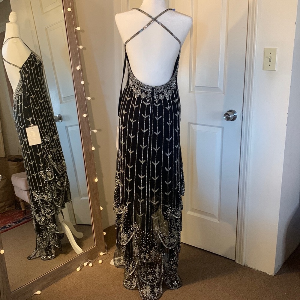 MAC DUGGAL Hand Embellished Scallop Detailed High Low Hem Gown - Picture 11 of 16